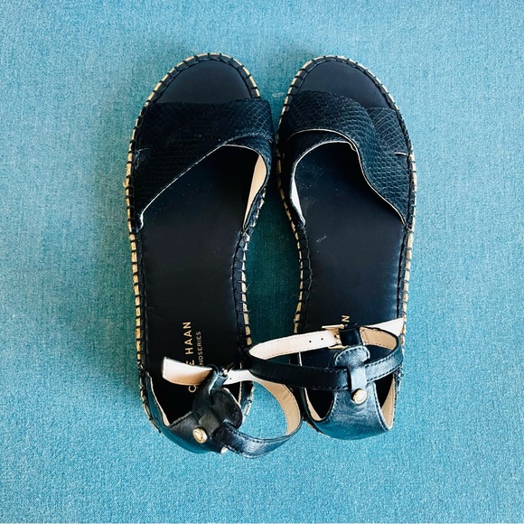 NWOT Cole Haan Black Espadrille Sandals - Picture 5 of 9